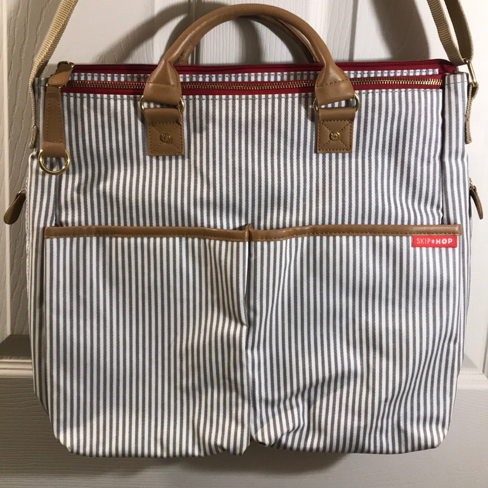 Skip Hop Messenger French Striped Diaper Bag